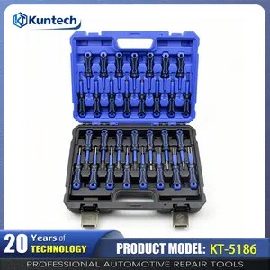 Kuntech KT-5186 30PCS Auto Terminal Pin Remover Set, Heat-Treated Alloy Steel Wire Harness Plug Extraction Tool Kit, Universal Electrical Connector Release Tool for Car Wiring Repair  30pcs terminal tool kit、heat treated steel pin extractor、