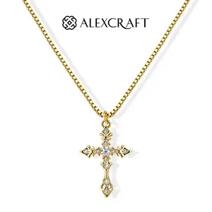 ALEXCRAFT Easter Gifts: 14k Gold Plated Cross Necklace, Faith Necklace, Accessories Women , Hypoallergenic & Minimalist Pendant, Jewelry Gift for Daily Wear & Party Occasions, Perfect for Prayer & Devotion, Faith Jewelry for Women and Girls