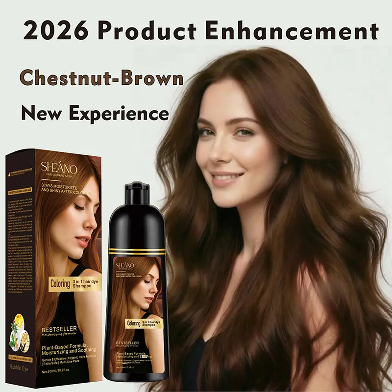 2026 New 3‑in‑1 Hair Dye Shampoo‑Chestnut Brown, Argan Oil & Keratin Formula, Herbal No‑Bleach Hair Color, Ammonia‑Free, Triple Treatment, Moisturizing, Easy Household Use, Long‑Lasting Haircare