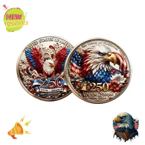 USA 250th Anniversary Commemorative 3D Coin 1776-2026 American Eagle Patriotic Symbols Double-Sided Collectible Coin for 250 Years Diy Toys