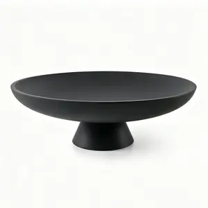 Large Decorative Bowl, Concrete Decorative Bowl, Large Fruit Bowl for Kitchen Countertop, White Pedestal Bowls for Home Decor, Handcrafted Key Bowls for Entry Table, Matte Black/White