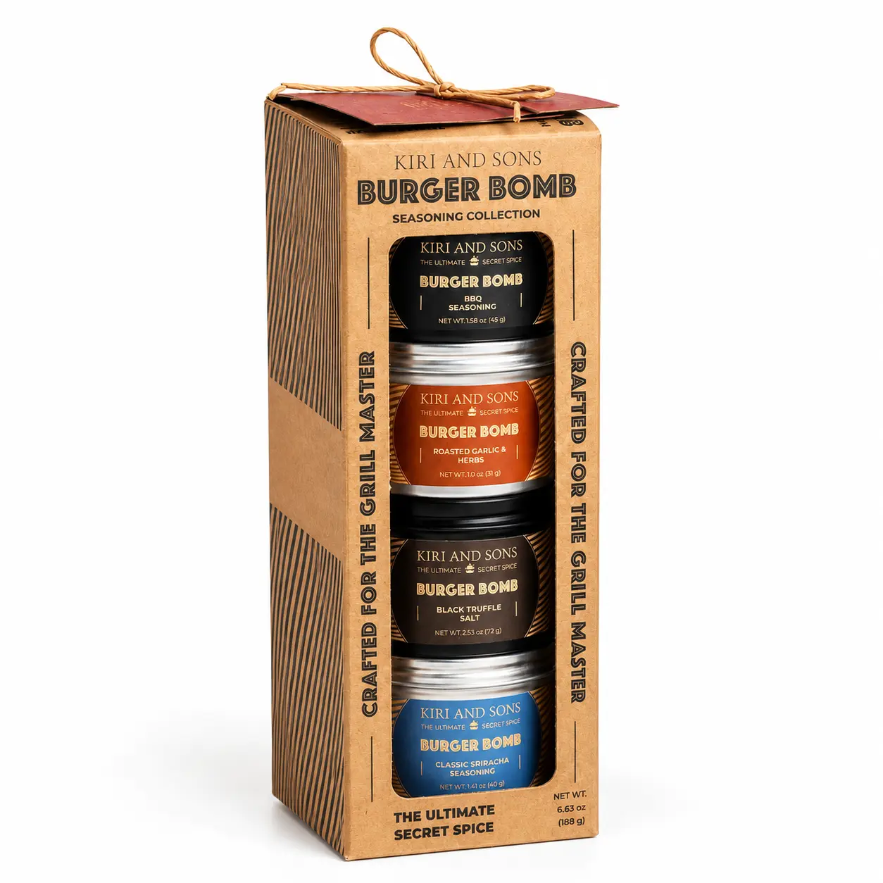 Burger Bomb BBQ Seasoning Gift Set, 4 Gourmet Grill Spice Blends Collection