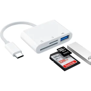 USB C SD Card Reader Adapter, Type C Micro SD TF Card Reader Adapter, 3 in 1 USB C to USB Camera Memory Card Reader Adapter for New Pad Pro MacBook Pro and More UBC C Devices