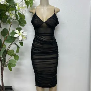 Double Fabric Black Dress