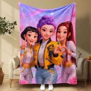 K-Pop Demon Hunters Blanket, Soft Warm Trendy Throw for Fans, Perfect Gift for K-Pop Lovers, Decorative Home Accessory