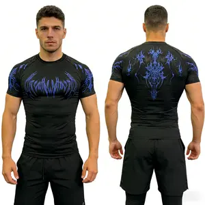 Men's Quick-Drying Fitness Compression Tights Short-Sleeved for Gym Sessions & Fitness Routines Athletic Apparel Athletic Top