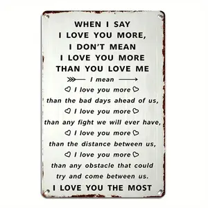 Retro Love Quote Metal Sign - "When I Say I Love You More Than Bad Days Obstacles" - 30x20cm Iron Art Wall Decor, Easy-Mount Couple Bedroom Living Room Decor, Local US Shipping Design Gift for Dad