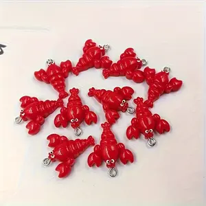 Realistic Lobster Charms, Glossy Resin Crab Pendants for Jewelry Making & DIY Projects, Ocean-Themed Accessories for Parties
