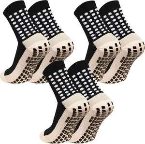 3Pairs Anti Slip Athletic Socks for Men – Non Slip Grip Socks for Football, Basketball, Running & Training, Breathable Sports Performance Socks with Cushioned Sole and Elastic Arch Support