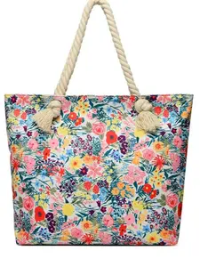 Art Flower Pattern Beach Bags for Women, Beach Bag Tote Waterproof Sandproof, Beach Bags for Women 