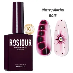 ROSIOUR 18ml Gel Polish | Cherry Mocha R015 | HEMA-Free, TPO-Free | Rich Pigment, Smooth Coverage, Glossy Finish | Perfect for Nail Art & DIY Manicures