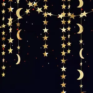Star & Moon Design Room Decor Hanging String, 1 Count/3 Counts Hanging Decorative String, Party Decoration Supplies for Festival Home Decor