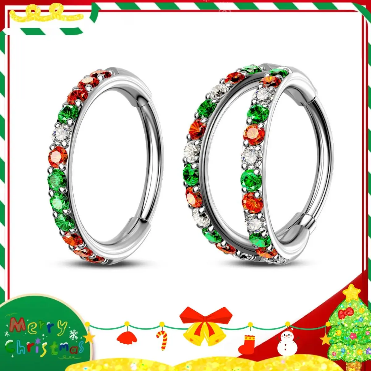OUFER Unisex Nose Ring Hoop, AAAAA+ CZ Paved 316L Stainless Steel Hinged Segment Jewelry, Non-Tarnish Ring for Helix & Conch Piercings, 20G, 5-12mm, Helix Pierced Ring, 20G/0.8Mm