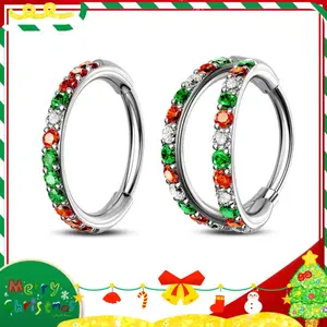 OUFER Body Jewelry Unisex 316L Stainless Steel AAAAA+ Grade CZ Segmented Hinged Nose Ring - Helix Pierced Ring, 5mm-12mm Multi-Size Vintage Piece with 11 CZ Stones for Nose, Conch Piercings