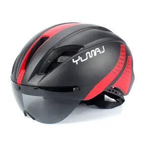 New YUMAJ 280g Aero Cycling Helmet with Sunglasses, Road Bike Safety Helmet for Racing and Time Trials, Lightweight Bicycle Headgear, Protective Gear
