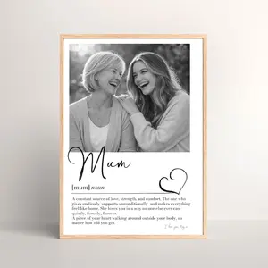 Personalised Mum Photo Print, Custom Mother Definition Gift, Birthday Gift Mam, Meaningful Mom Art