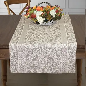 Jacquard Weave Linen Cotton Table Runner 18 x 72-inch Rectangular Bisque