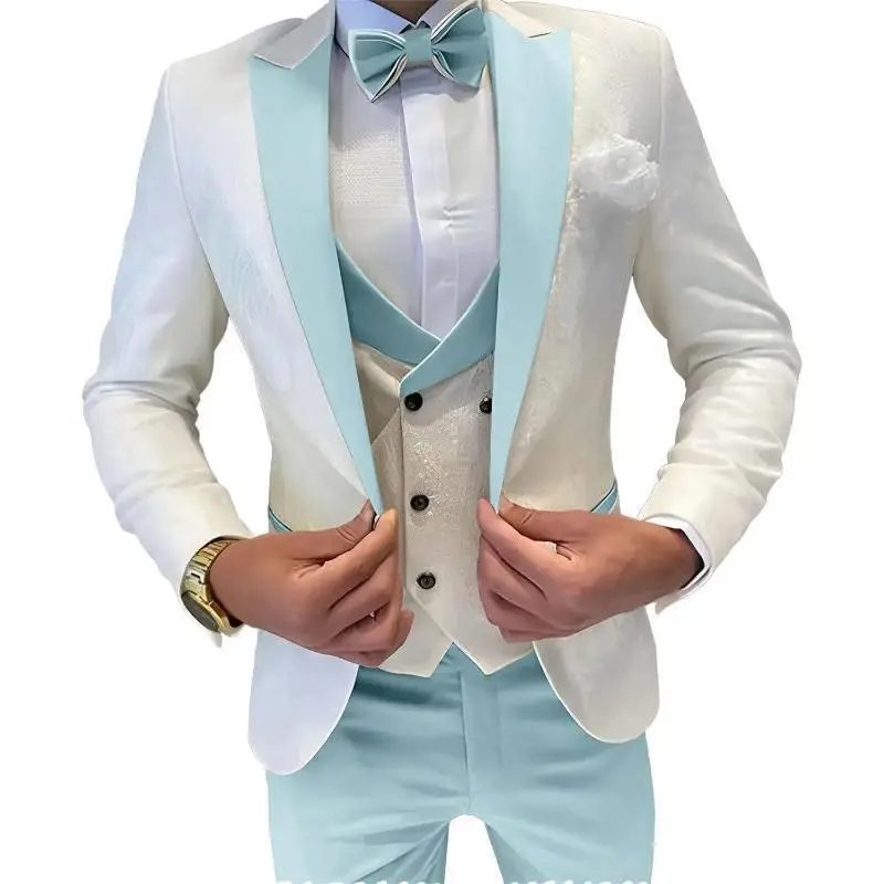 Sky blue suit + vest + trousers