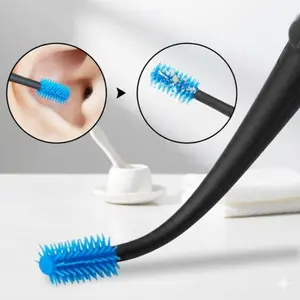 Soft Silicone Double Head Spiral Ear Cleaner Set, Ear Canal Cleaner, Precision Cleaning Tool for Home Use, Safe Earwax Removal Kit with 4 Colors, Detachable, Washable, Portable, Anti-Slip, Hypoallergenic Ear Care Brush for Ear Hygiene