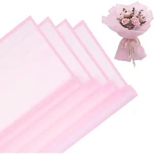 20 Sheets Flower Wrapping Paper,  Floral Bouquet Fresh Flower Wrapping Paper with Pink Border Florist Supplies  Packaging Material, 22.8x22.8 inch (Pink)