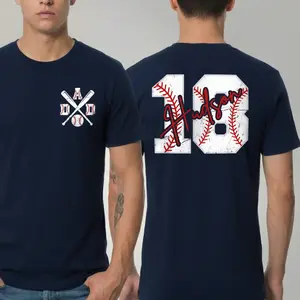 Baseball Dad Tshirt, Custom Number Name  Game Day Team Jersey Gift Top