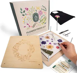 11x11 Inch Extra Large Wooden Flower Press Kit - 10-Layer Press, Tools, Storage Bag, 30 Blotting Papers for Pressed Flower Art & Craft Projects, Art Supplies, Mother's Day Gift Art Supplies