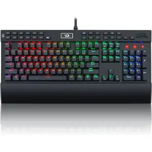 K550 RGB Gaming Keyboard, 104  + 12 Macro G  Wired Mechanical Keyboard w/ Top Plate, Custom Clicky  , Extra USB Port & Wrist Rest