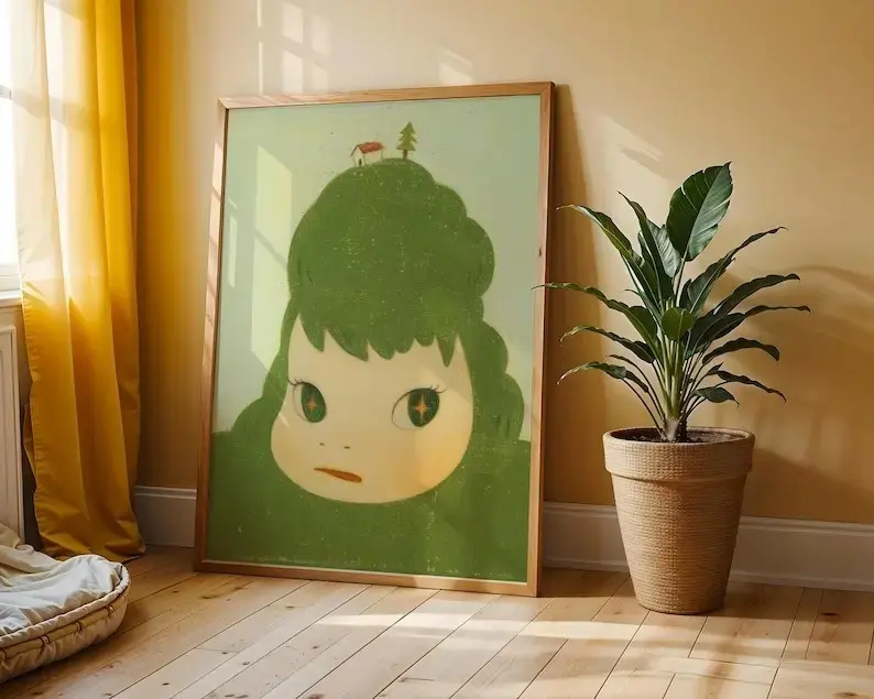 8K UHD Yoshitomo Nara poster Green Mountain Yoshitomo Nara Print 123 Drumming Girls Guitar Girl Yayoi Kusama Print Poster