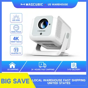[US warehouse] Magcubic Auto Focus HY310X Projector 420ANSI With 4K Videosource Supported Full HD 1080P Auto Keystone Android 11 Built-in 5W Speaker BT5.2 for Outdoor Theater Stand Mini Portable Projector