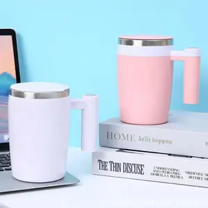 Self Stirring Mug Rechargeable Auto Magnetic Coffee Mug with Stir Bar Waterproof Automatic Mixing Cup for Milk Cocoa at Office Kitchen Travel Reusable Washable Tumbler Brown Ceramic Stainless Steel Drinkware Reuse