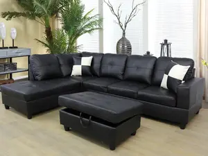 The Ultimate Family Hub 103.5" Faux Leather L-Shaped Sectional with Integrated Storage Ottoman & Tufted Design for Modern Living Room Comfort