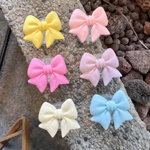 Plain Macaron Color Bow-knot Smart Tok Universal Phone Holder Korean Girl's Phone Bracket GripTok Stand Socket Lazy Bracket