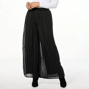 Nina Leonard Pleated Chiffon Palazzo Pant