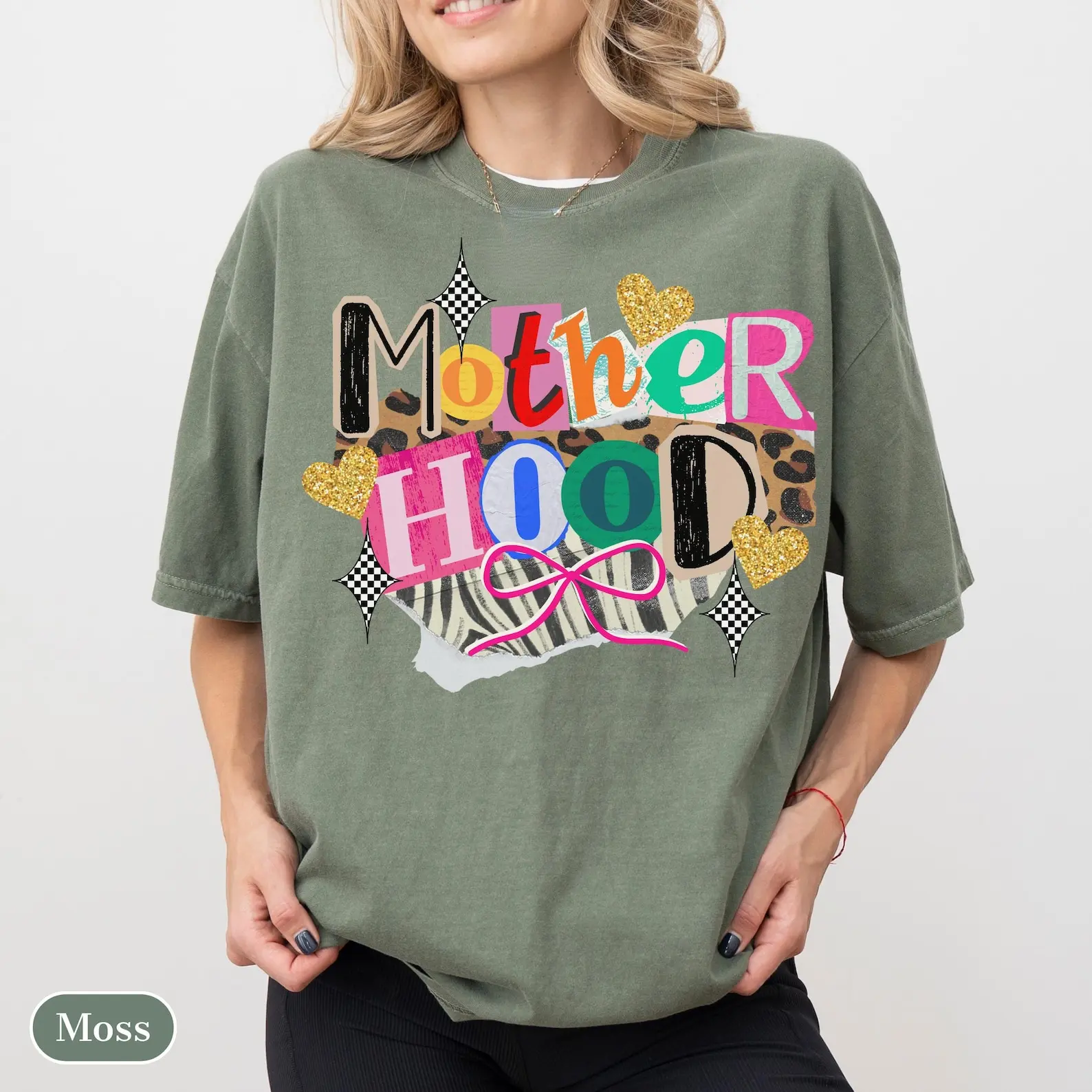 Comfort ColorsTrendy Motherhood Shirt, Mother's Day Gift, Colorful Collage Mom Shirt Mother’s Day Shirt, Mom Shirt, Trendy Mom