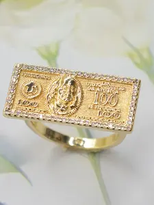 Men's Fashion Hip-Hop Dollar Bill Zircon Ring, Vintage Daily Wear & Party Accessory, Halloween Christmas Easter Gift for Him
