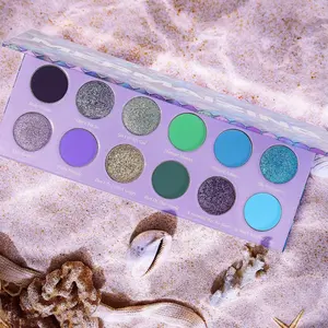 Mermaizing - Eyeshadow Palette - 12 Nautical Shades - Klarity Kosmetics Purple Eyeshadow Makeup Matte Shimmer Blend Lavender Pastel Pigment Cosmetic Titanium Glitter