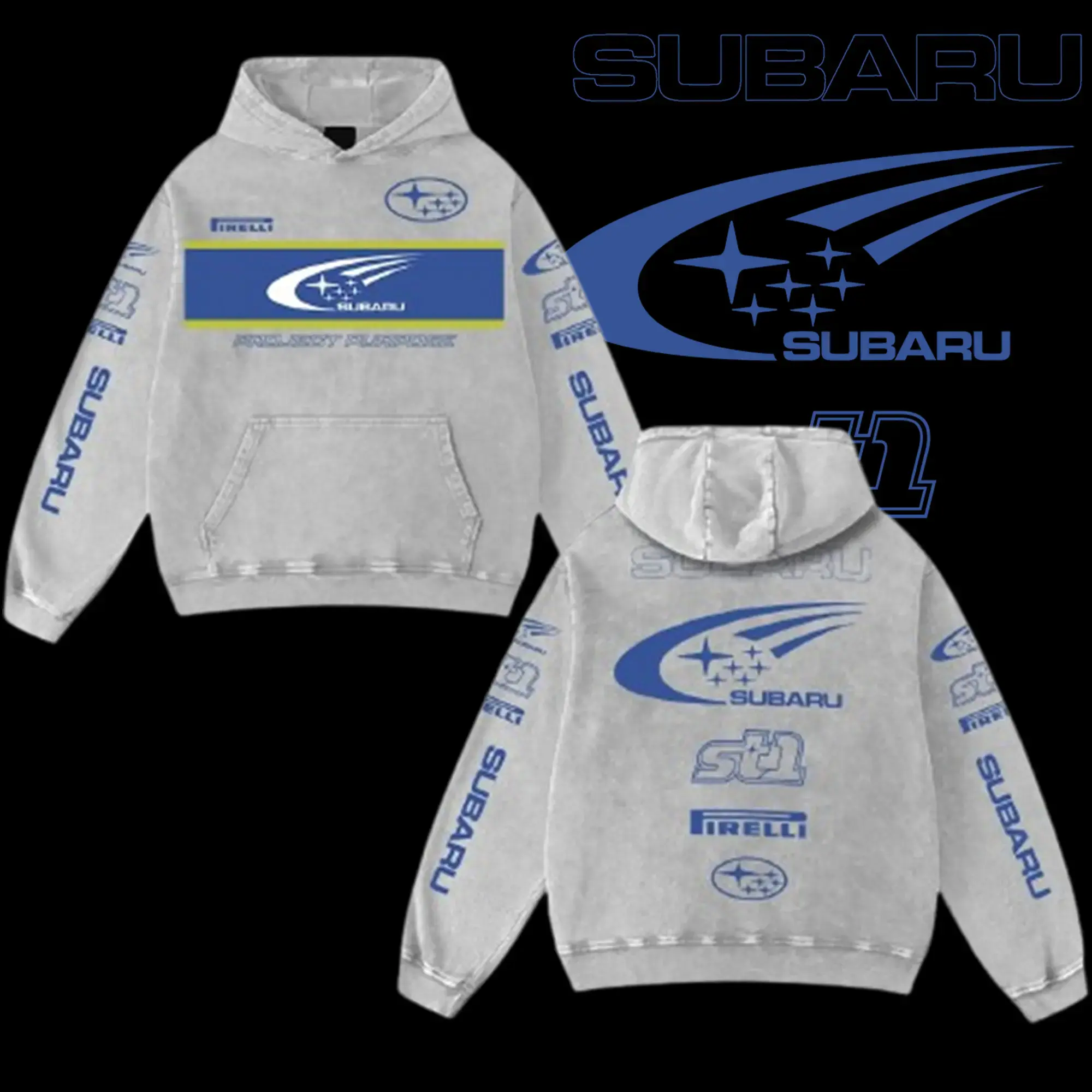 Menswear Oversized Retro Racing Graphic Hoodie, Soft Acid Washed Cotton Biker Tops for Casual Streetwear, Kangaroo, Fabric