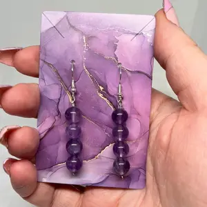 Handmade 8mm Amethyst Crystal Healing Earrings
