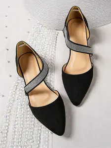 Women's Fashionable Rhinestone Decorated Pointed Toe Casual Flats, Elegant Casual Black Slip on Shoes for Party, Daily Clothing Decor for Women & Girls