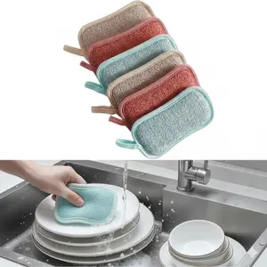 Dual-sided Cleaning Sponge 2-Pack - Powerful Rust & Stain Remover Magic Eraser, Kitchen Scrubber, Non-Scratch Coating-Safe Scouring Pads, Anti-Mold Antibacterial Reusable Dishwashing Sponges