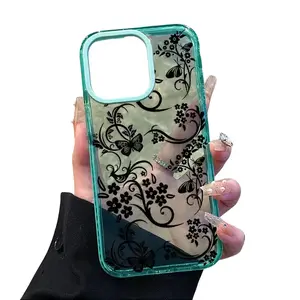 Phone Case iPhone 17 Air 16 Plus 15 Pro Max 14 13 12 11 Lines of Flowers Pattern skin-friendly feel Non-Yellowing Shockproof Soft Silicone Lightweight Transparent Cover