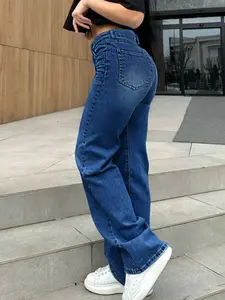 Chicsale Women's Rigid Denim Boyfriend Jeans| Mid Rise Straight Leg No Stretch| Cotton Relaxed Fit Classic Pants