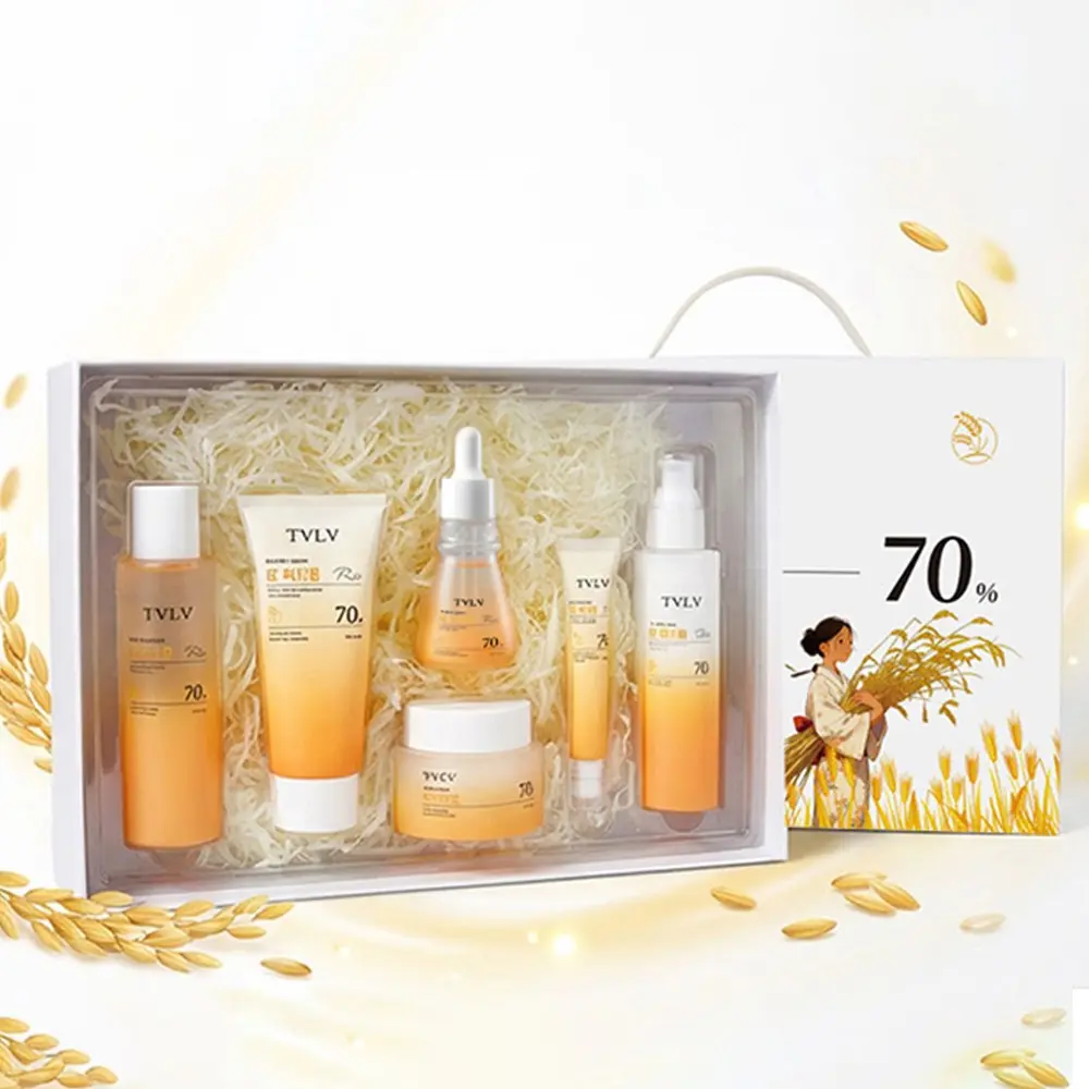 Tvlv 70% Rice Essence Nourishing Repair 6-Piece Set, Hydrating Moisturizing Brightening Skin, Daily Skincare Gift Choice