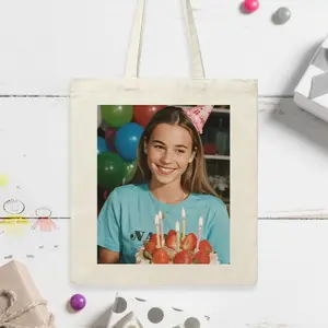 Custom Photo Canvas Tote Bag | Personalized Birthday Gift with Picture Upload | Fast Printing