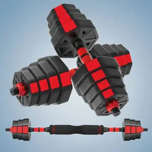 ROCKRAF 66LB Adjustable Dumbbells Set, Free Weight Set with Connector, 4 in1 Dumbbells Set Used as Barbell, Kettlebells, Push up Stand, Fitness Exercises for  Men/WomenWeight , Fitness Strength Exercises For Home Gym, Red,