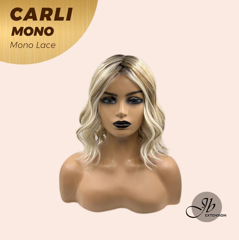 JBEXTENSION CARLI MONO Monofilament Handmade Wig 6X5 Full Monofilament Hand Tied Top Wig 14 Inches Mix Blonde Wave Mono Lace Wig With Anti-slip Silicone Strips Glueless Wig CARLI MONO【BENDY EAR TABS】