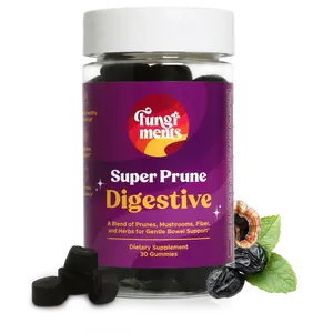Fungiments Super Prune - Debloating, Constipation Relief, Fiber, Rhubarb, Prunes, Ginger, Chamomile - 30 ct