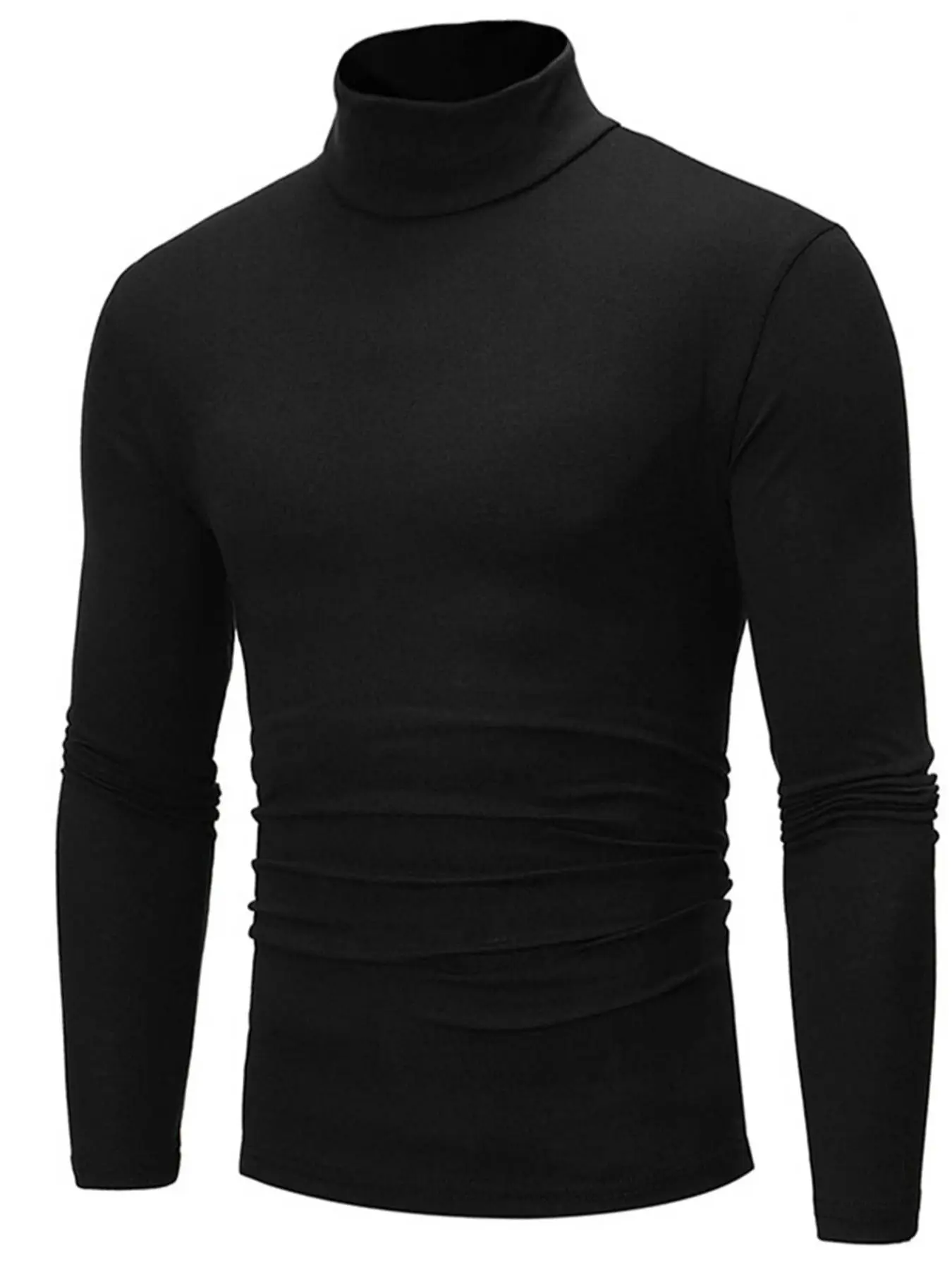 Men's High Neck Long Sleeve Tee, Men's T Shirts, Casual Basic Turtleneck T-shirt for Fall & Winter, Men's Streetwear Clothes for Daily Wear, Going Out