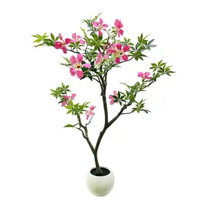 120/150cm Artificial Tree, Tall Pink Faux Blossom Plant in Pot, Large Fake Pink Flowers Potted, Wedding Decor Artificial Flowers for Outdoors Indoors Home Porch Patio Party Christmas