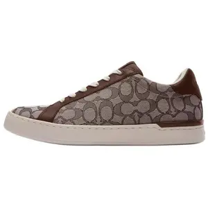 COACH Men's Clip Leather Print Low-Top Lace-Up Sneakers in Brown Trending Shoes, House White Official Shoes to Get / Maison Mihara Verifiable, with credentials and supporting global authentication
